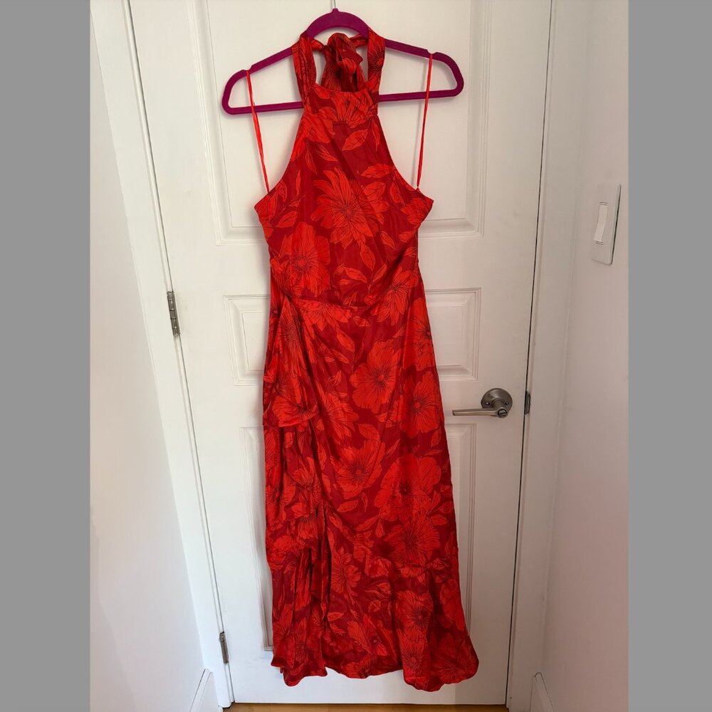 Collection halter tie cupro blend dress